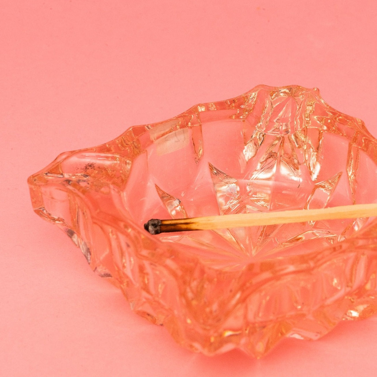 Vintage Pink Glass Ashtray